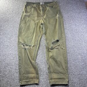 BDG Pegged Cowboy Jeans Mens 32x29 Green Relaxed Tapered Distressed Denim